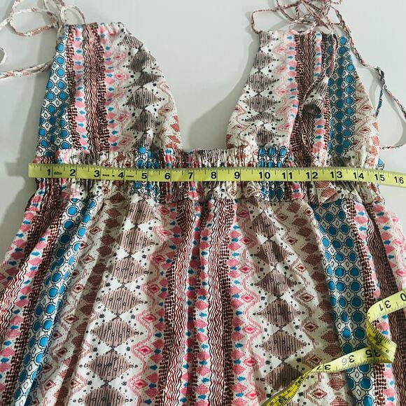 Lulus Maxin Relaxin Multicolored Tie Sleeve Maxi Dress Size M Medium - Picture 7 of 9